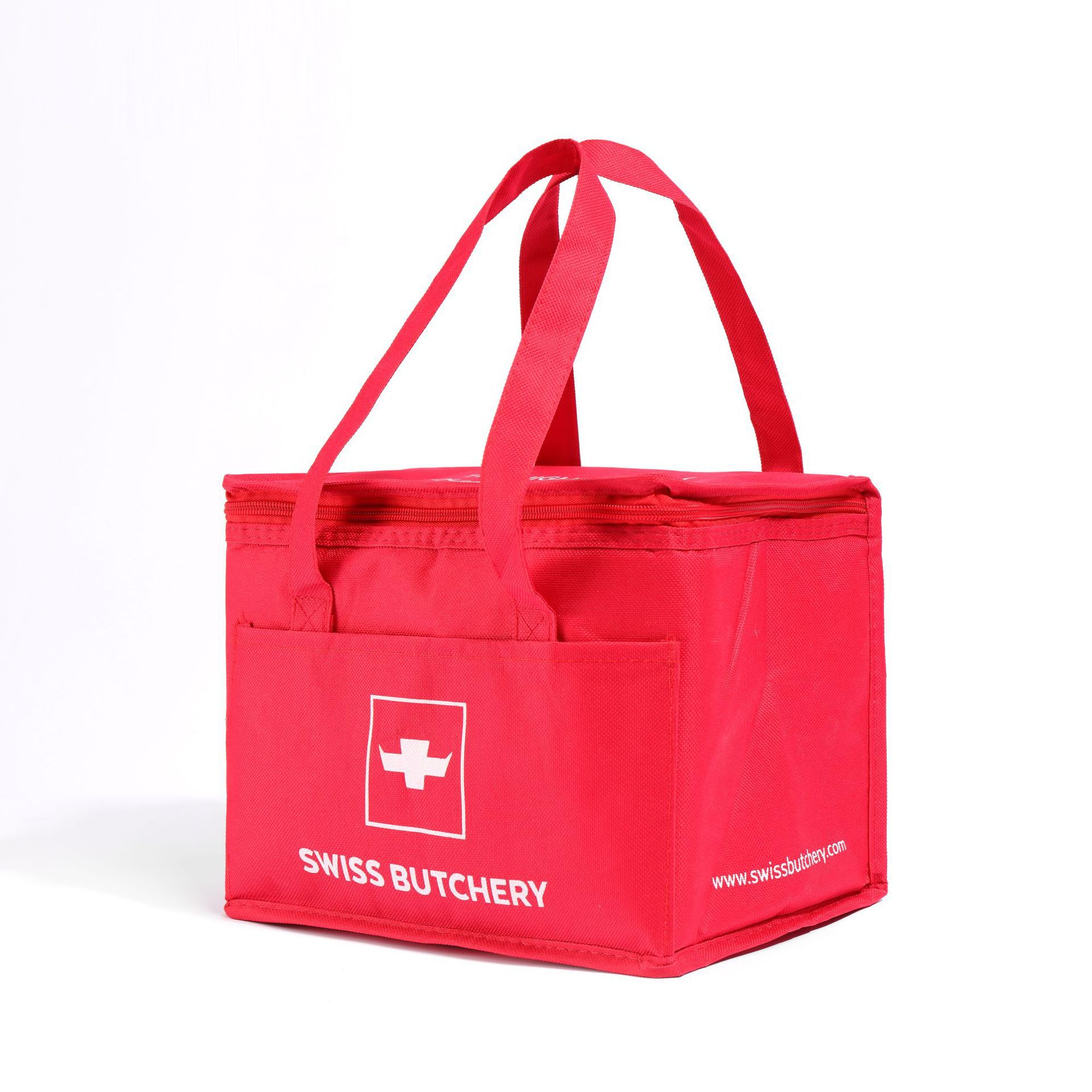 红色医药无纺布铝箔保温袋手提打包拉链袋冰包外卖冷链生鲜保温包