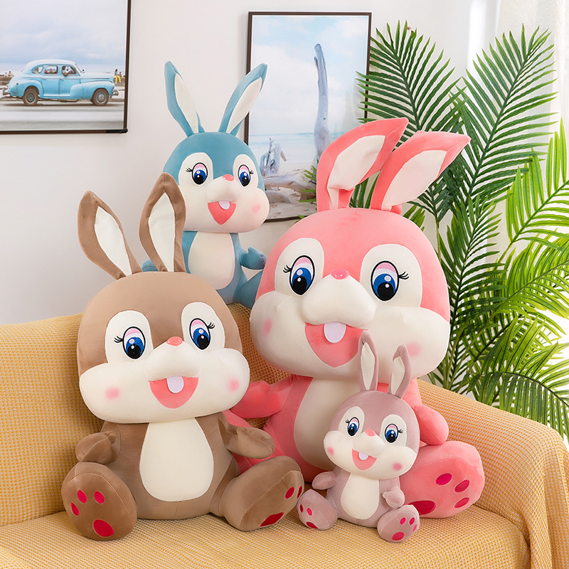 卡通坐姿兔子公仔毛绒玩具长耳朵龅牙兔兔玩偶儿童安抚抱枕布娃娃