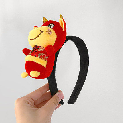 新年牛角发箍可爱卡通小牛公仔发卡动物奶牛头饰节日装扮超萌头箍