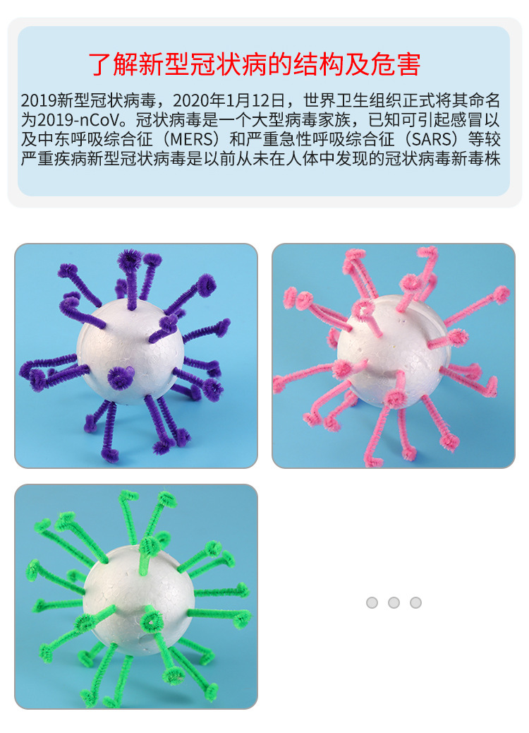 新 冠状病毒模型diy手工小制作小发明材料玩教具中小生物科学实验