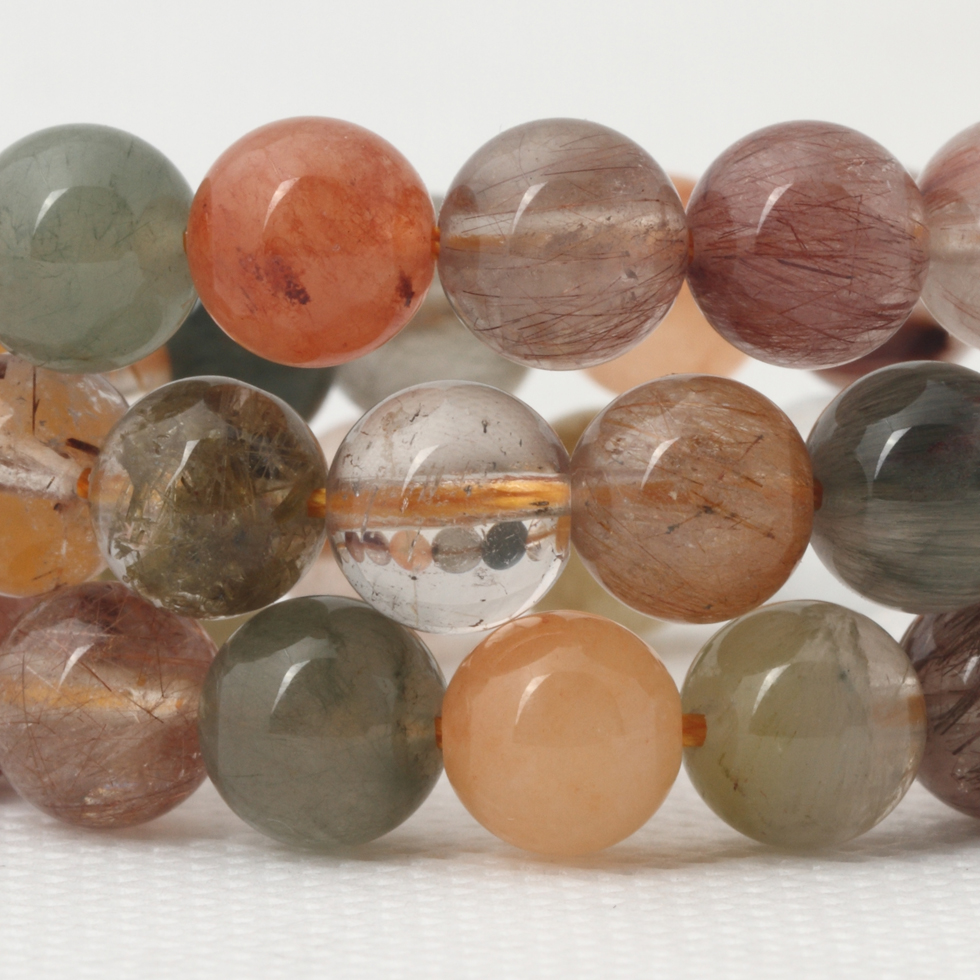 4-12mm天然水晶珠子散珠 福禄寿彩发晶散珠diy饰品串珠手链男女款