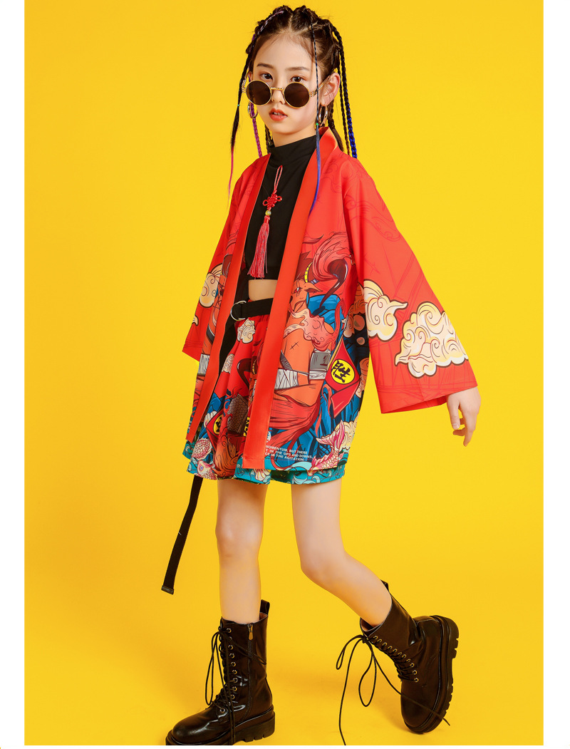 儿童街舞套装嘻哈男童汉服国潮服中国风演出服女童走秀爵士舞潮装