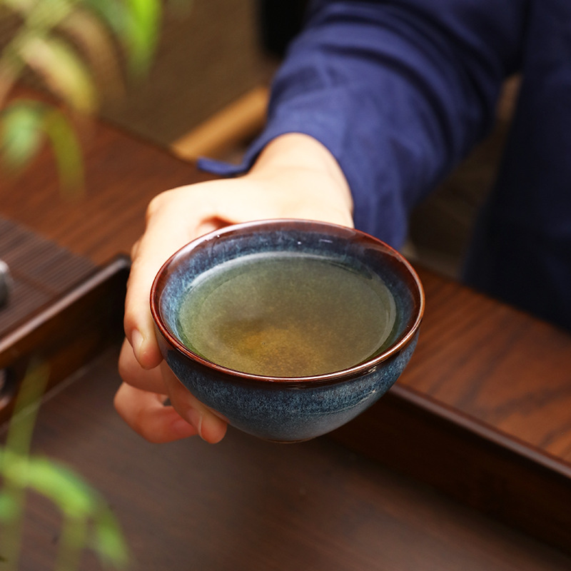 建盏茶杯单个品茗杯窑变茶盏主人杯大号单杯手工陶瓷茶碗功夫茶具