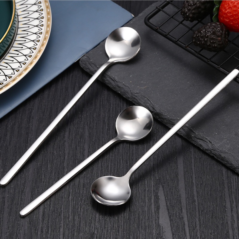Internet Celebrity Stainless Steel Tableware Small round Spoon Coffee Dessert Spoon Milk Powder Honey Spoon Mixing Spoon Spoon Logo