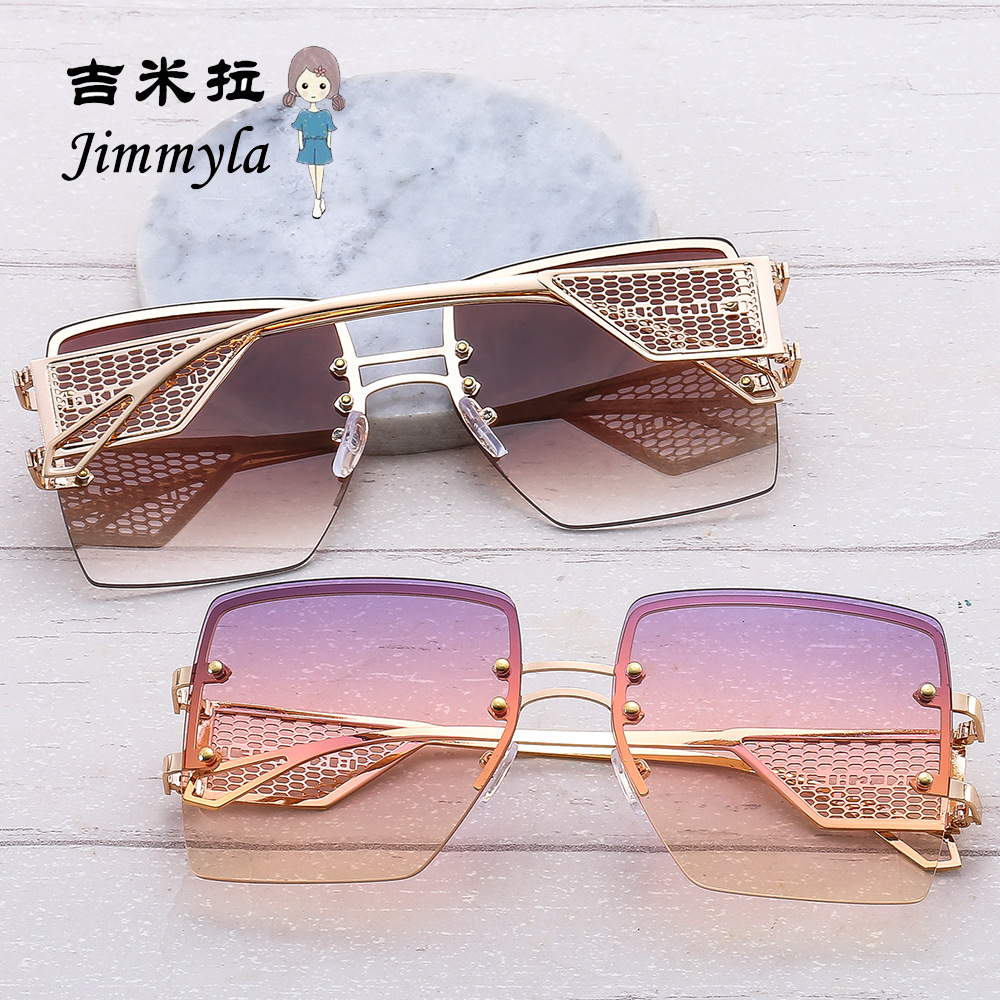新款时尚小红书网红摩登眼镜个性网状宽腿太阳眼镜男女士百搭墨镜