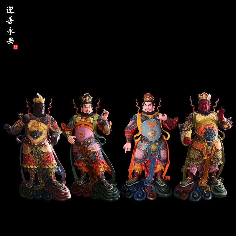 四大天王护法神像四大金刚天王殿佛教寺庙供奉树脂玻璃钢生漆脱胎
