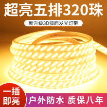 LED灯带超亮320珠五排户外防水工程220v吊顶家用背景墙自粘软灯条