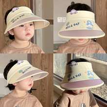 夏季男女童太阳帽宝宝防晒遮阳帽儿童空顶防紫外线会变色大檐帽潮