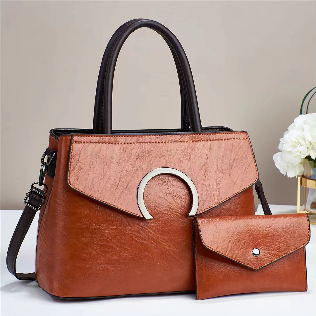  Portable Women's Bag Fashion Shoulder Women's Bag Two-Piece Set Mother and Child Bag Women's Shoulder Bag Solid Color