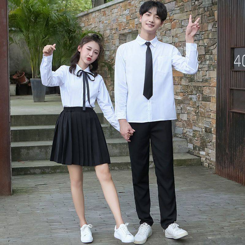 校服jk制服百褶裙子女学院风白衬衫班服毕业演出服会