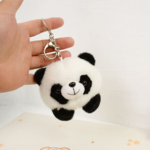 可爱网红创意圆球熊猫头公仔国宝黑白熊猫毛绒玩偶女包包挂饰礼物