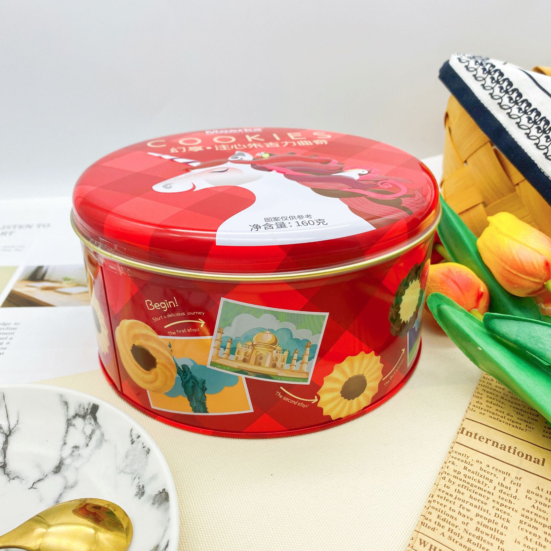 moerka幻享·注心朱古力曲奇饼干160g铁盒喜庆休闲零食