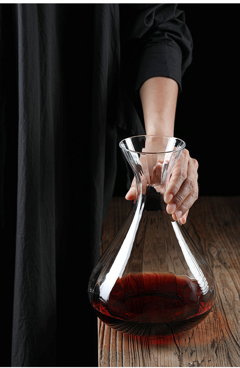 竖条纹水晶醒酒器红酒杯家用大肚红酒倒酒器高脚葡萄酒杯礼品套装