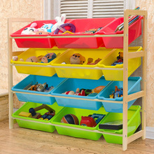 儿童玩具收纳架整理架多层置物架收纳箱实木宝宝玩具收纳柜大容量
