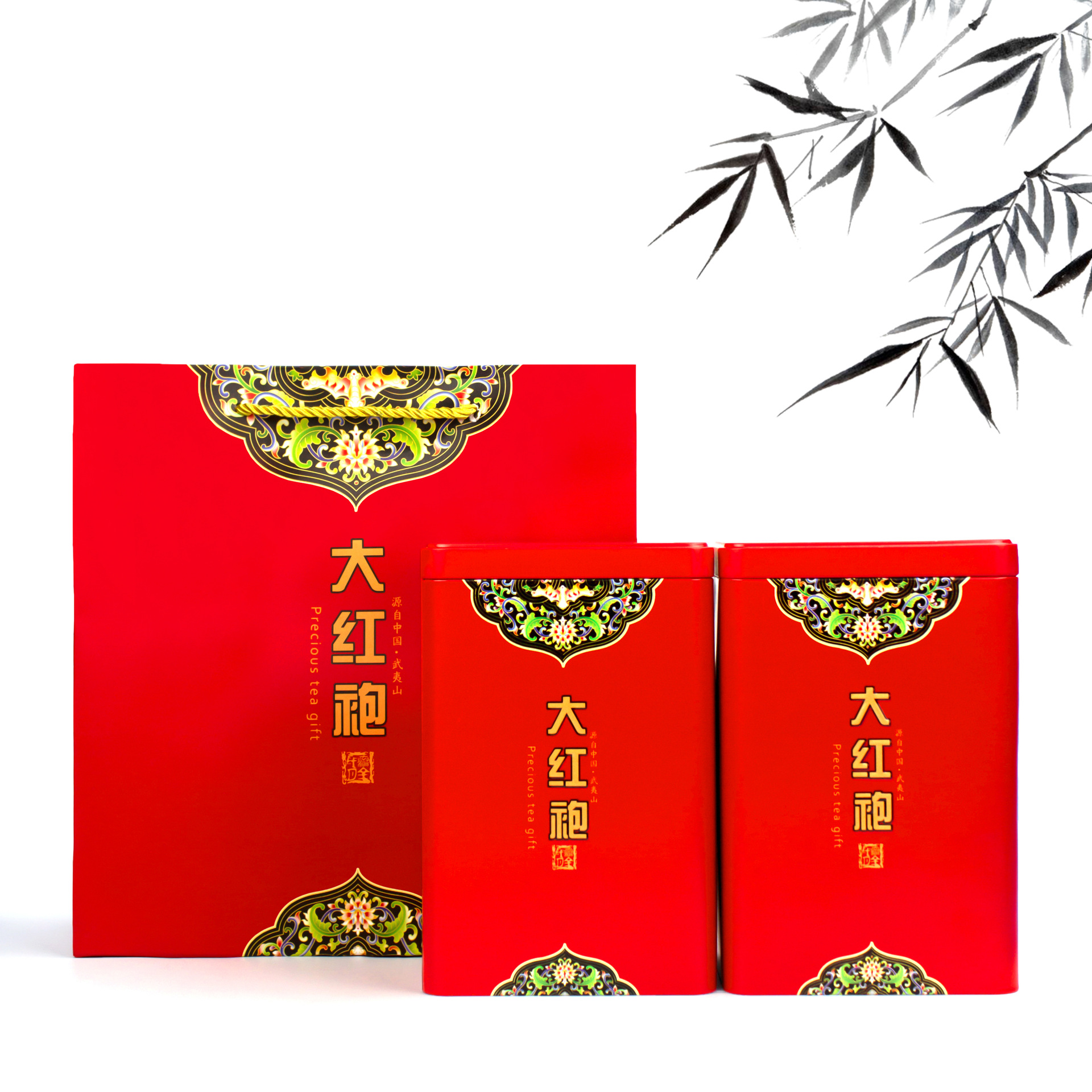 新款马口铁凤凰单丛大红袍茶叶罐茶叶铁罐一套一斤装空罐厂价直销