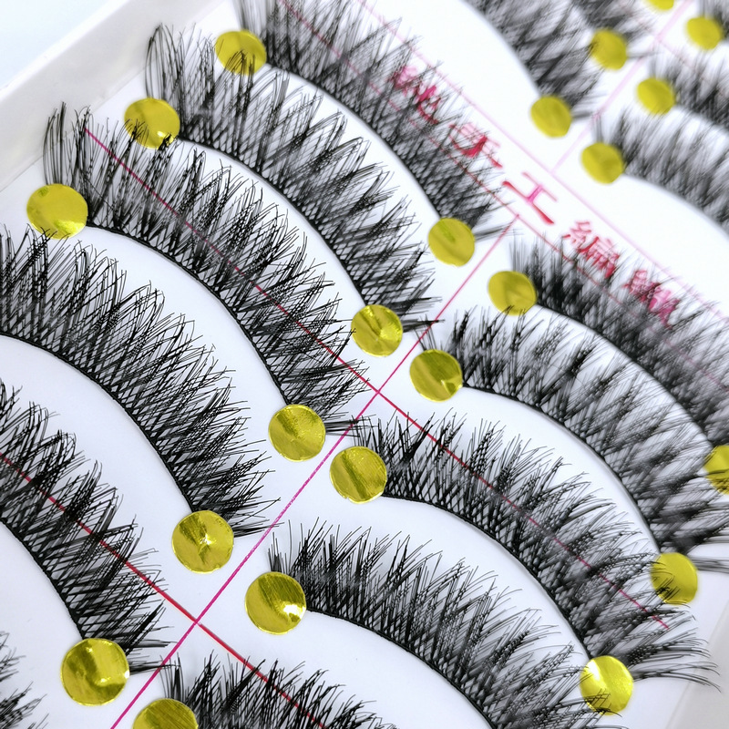 Taiwan 137 Handmade False Eyelashes Cotton Thread Stem Nude Makeup Realistic Cross Eye Tail Extended Eyelashes 10 Pairs