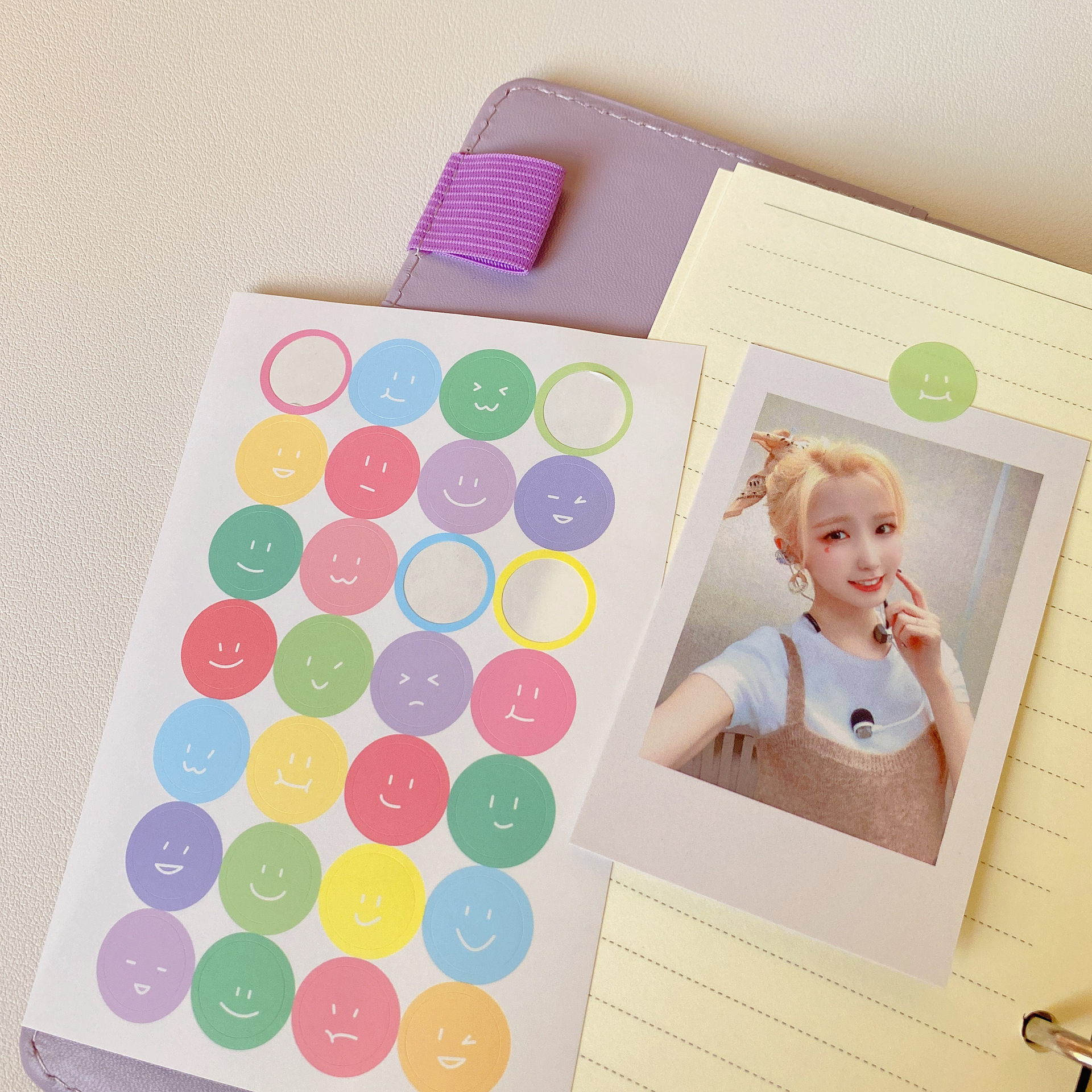 ins韩风可爱笑脸贴纸圆点少女心手帐装饰素材微笑表情卡通贴纸
