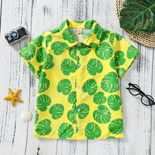 厂家直销夏威夷花衬衫男童夏季休闲潮流上衣港风短袖衬衫上衣跨境