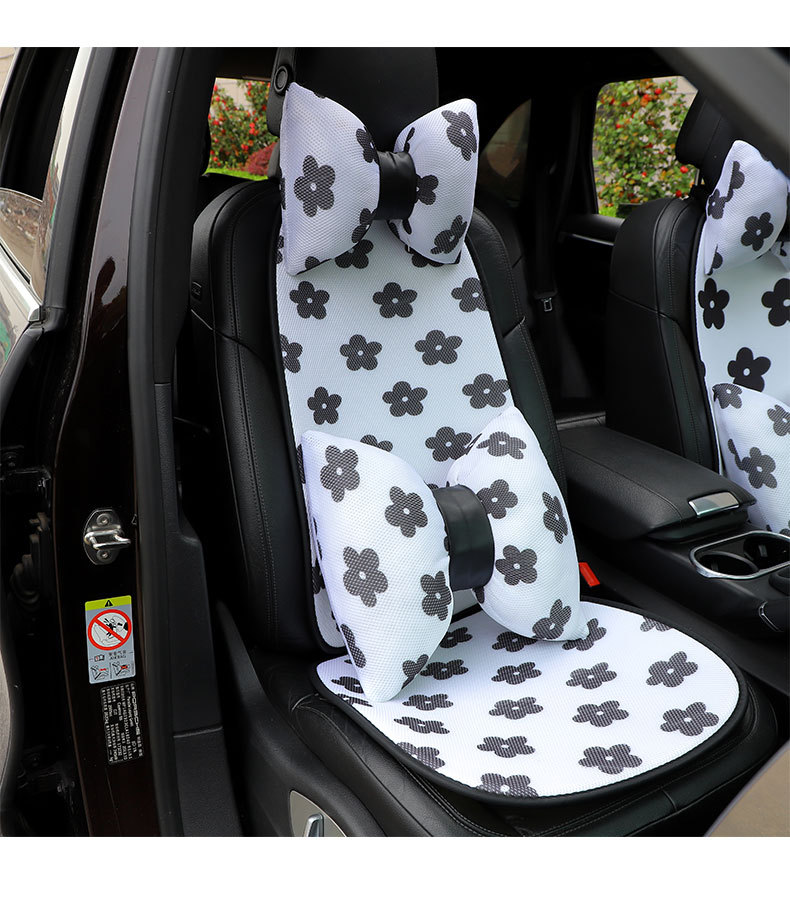 女夏季汽车坐垫 清新花朵车用座椅防滑坐垫 冰丝透气汽车内饰用品