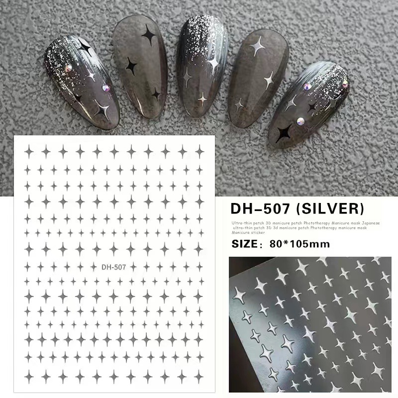 Nail Beauty New Adhesive Nail Decals Multi-Color Small Asterism Small Fresh Sweet Cool DH-507 Independent Packaging