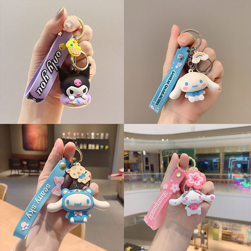 Clow M Key Chain Cinnamoroll Babycinnamoroll Little Doll Cartoon Schoolbag Pendant Melody Key Chain Silicone Ornaments Wholesale