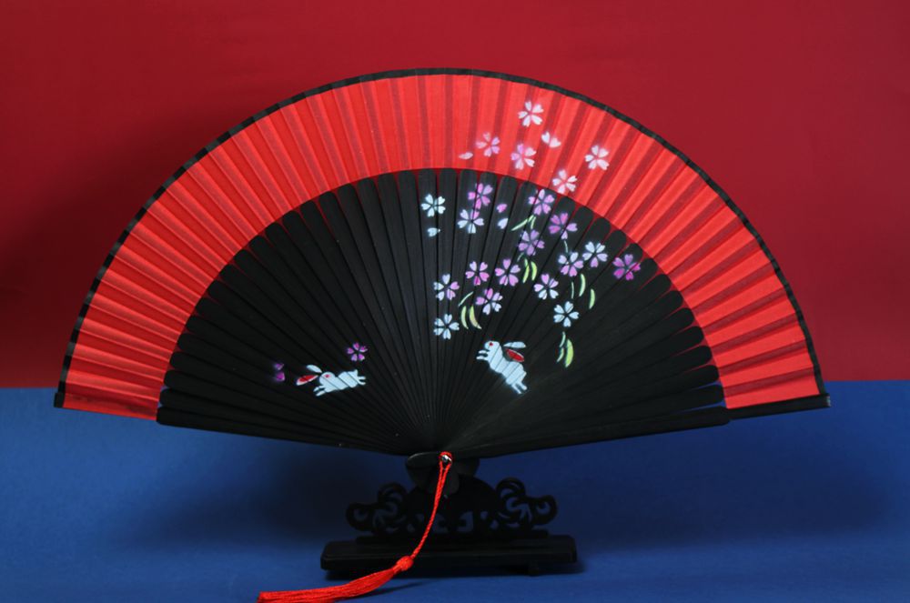 大红蹦迪跳舞女扇*抖音同款扇子*婚庆大红扇*舞蹈扇*旗袍扇厂家