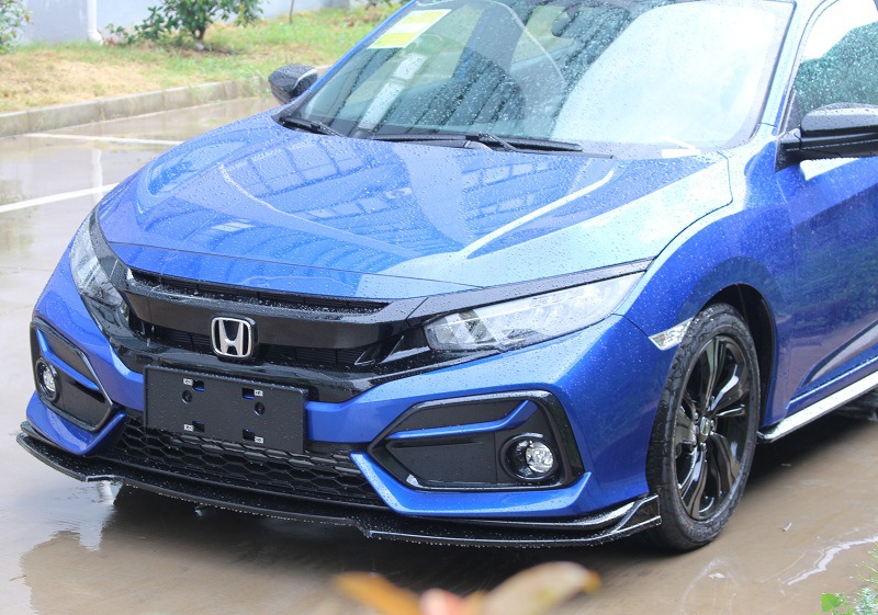 适用2021本田两厢思域civic 改装前铲哑黑 亮黑 碳纤纹小包围前唇