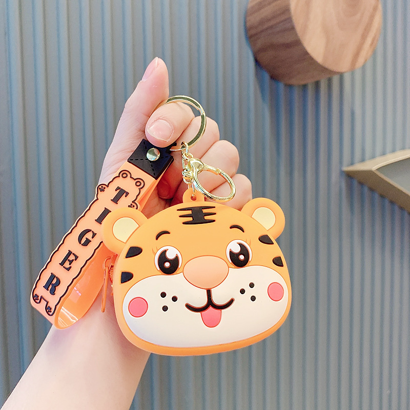 Little Bear Tiger Coin Purse Key Chain Doll Silicone Bag Key Pendants Couple Schoolbag Pendant Key Ring