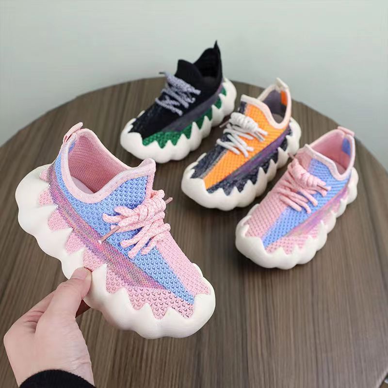 Boys and Girls Flying Woven Coconut Shoes Octopus Spring and Autumn New Children's Soft Sole Sneakers Medium and Big Children's Casual Sneakers