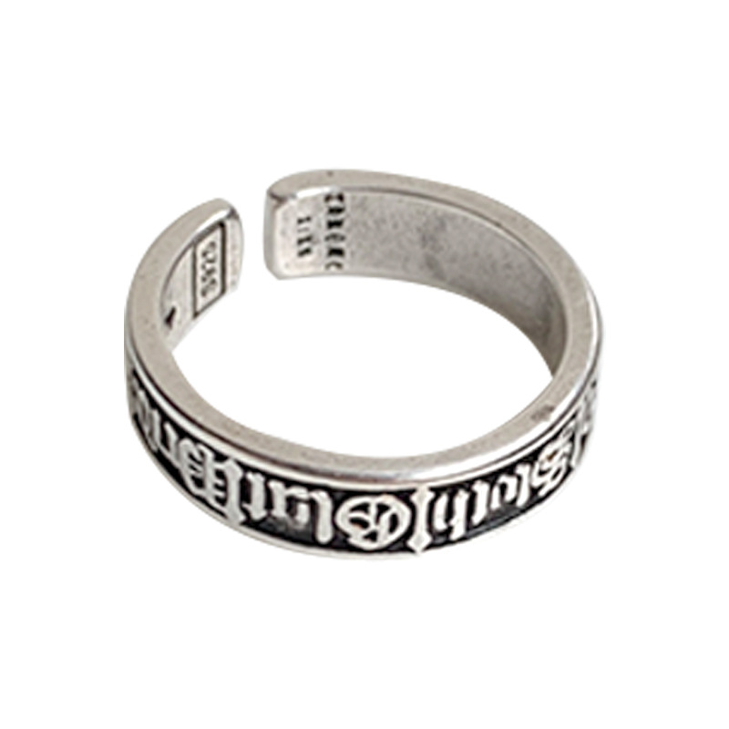 Zhiyuntai Silver Accessories Women's Retro Personalized Tibetan Cross Open Ring Men's 925 Sterling Silver Ring Does Not Fade