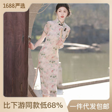 中式旗袍 小个子夏季日常高级感复古气质年轻款少女改良版连衣裙