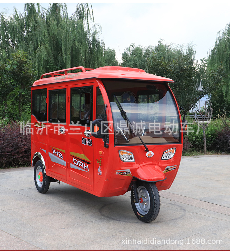 拉客电动三轮车载客拉货家用加大款水电瓶电动车带棚子红三轮出租