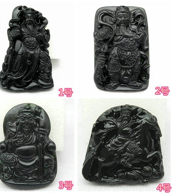 墨绿玉黑绿玉关公玉坠吊坠男款玉挂件玉吊坠玉石玉佩项链颈饰