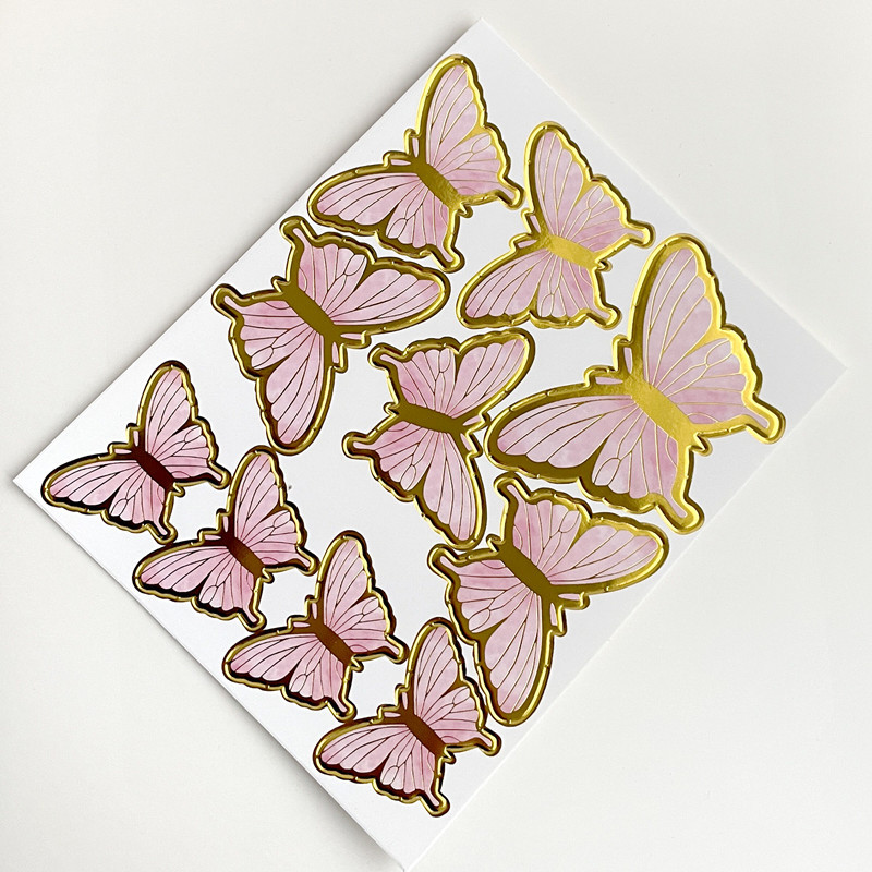 Cross-Border Internet Celebrity Bronzing Blooming Butterfly Paper Birthday Cake Insertion Cake Decorative Butterfly Cake Decoration