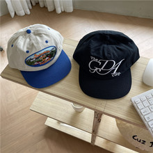 韩国小众字母刺绣平沿帽宽檐显脸小嘻哈帽美式街头滑板棒球帽潮牌