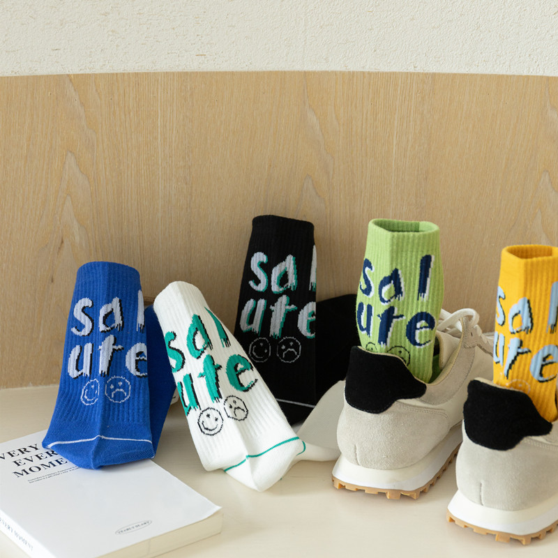 New SocksMen's Middle Tube SocksIns Trendy Teenagers Trendy SocksAutumn and Winter Letter Basketball Sports Cotton SocksWholesale