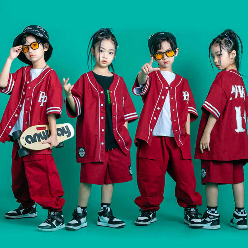 街舞儿童潮服夏季男童嘻哈套装女童hiphop演出服少儿舞蹈服装童装
