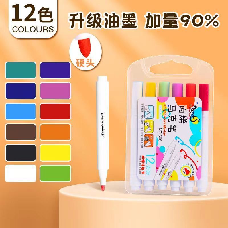 Top Tiger Acrylic Marker Pen 12/24/36/48 Color Pen Mark Art Painting Creative DIY Graffiti Painting Brush