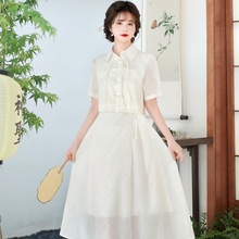 新中式连衣裙女2024夏季新款复古国风日常设计感小众仙女套装裙子