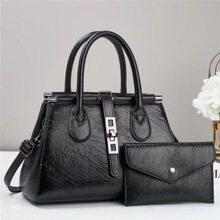 时尚潮流女士包2025新款撞色手提包包女高端质感大容量单肩两件套