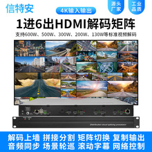 1进6出路网络监控高清视频解码器拼接屏HDMI网络数字解码矩阵主机