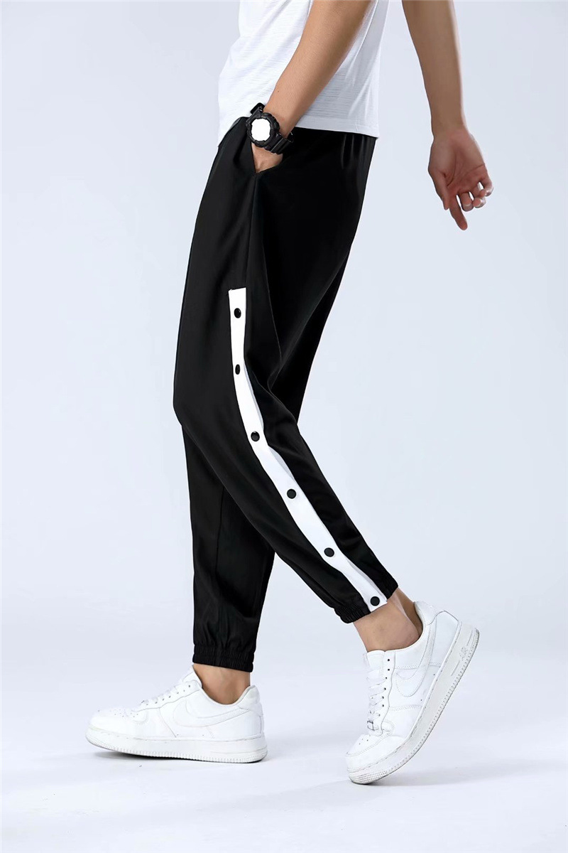 侧面排扣裤男纽扣裤子出场cba篮球训练扯裤半开扣春秋款运动长裤