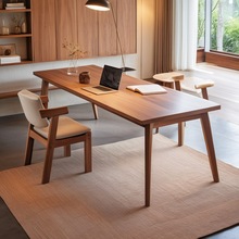 实木腿客厅大书桌双人长条桌书房学习办公桌子工作台式电脑桌家用