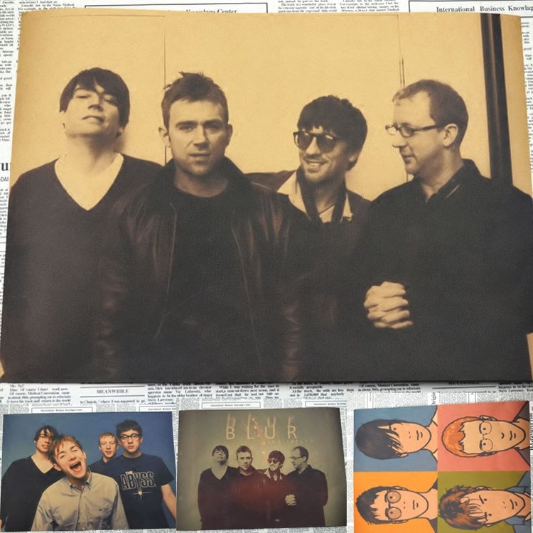 blur 污点乐队海报 欧美摇滚乐队复古海报装饰画 酒吧咖啡馆海报