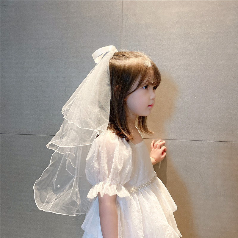 网红闪光带灯儿童发光头纱摆摊双层蝴蝶结闪灯拍照头饰婚礼派对