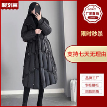 中长款羽绒服女品牌专柜欧货保暖外套高端气质收腰白鸭绒羽绒服