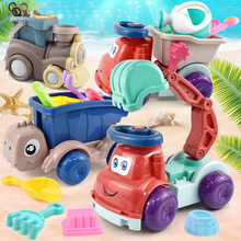 夏季儿童沙滩玩具工程车组合套装 戏水玩沙挖沙工具 户外地摊批发