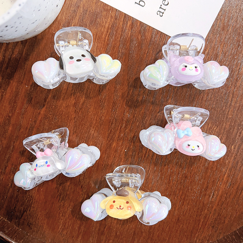 Japanese Ins Summer Fresh Cartoon Transparent Thin and Glittering Small Jaw Clip Cute Sweet Girl Shark Clip Hairpin Headdress