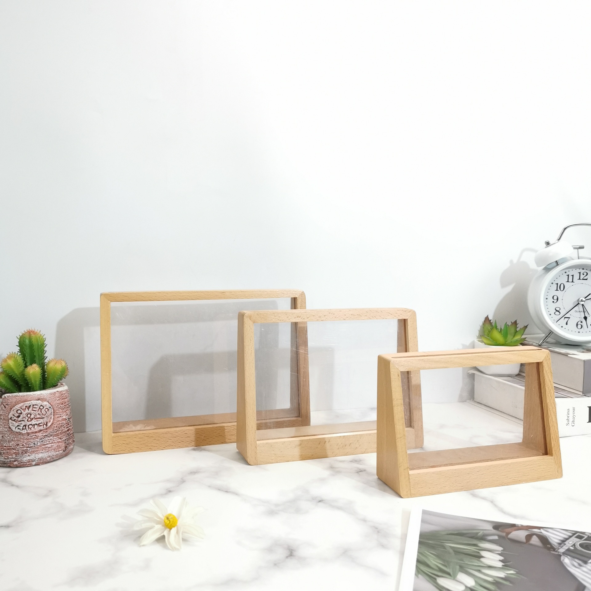 木质日式相框架创意桌面方形相框架定制客厅桌面木质相框摆件