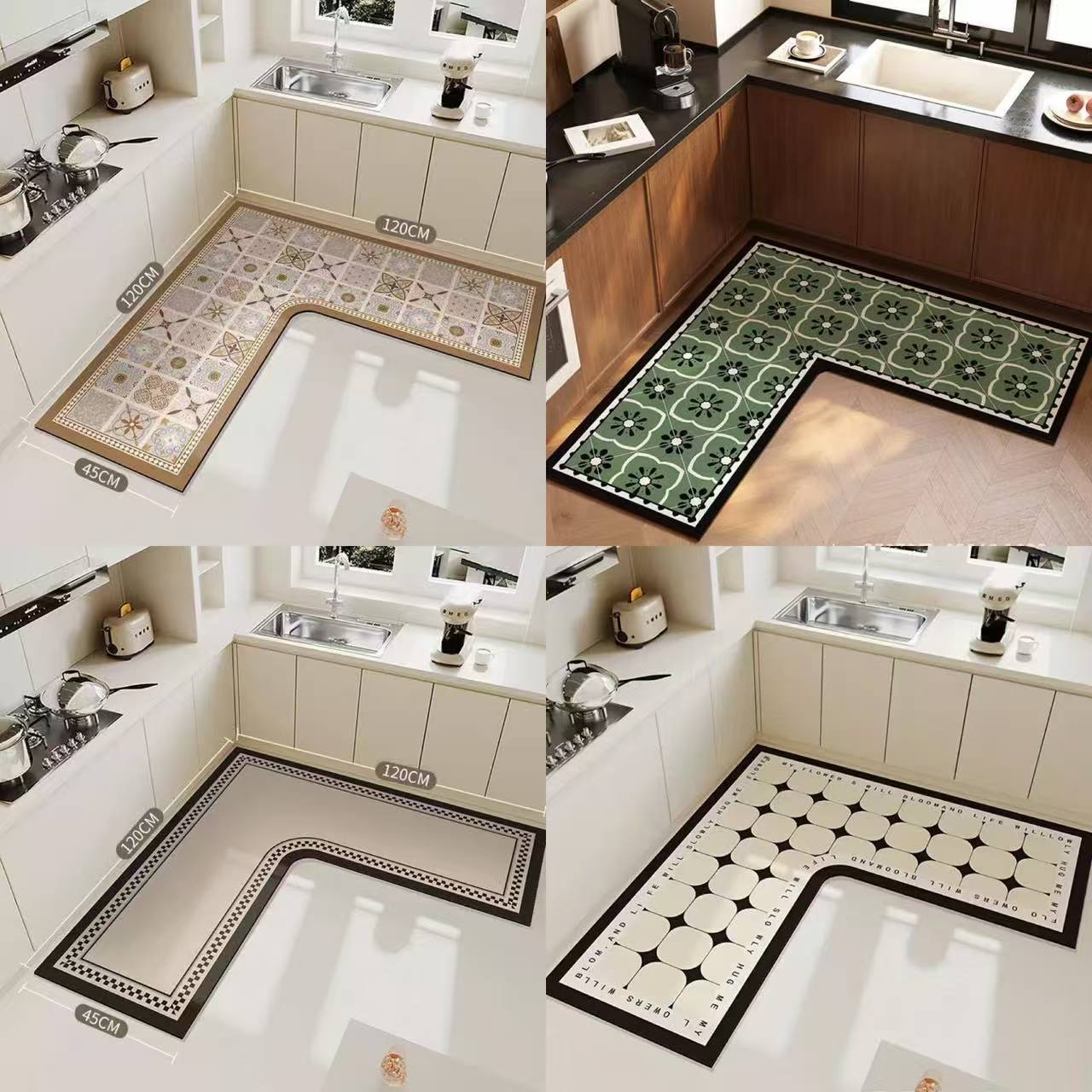 厨房地垫L型吸水吸油防滑垫家用可裁剪耐磨耐脏好打理硅藻泥